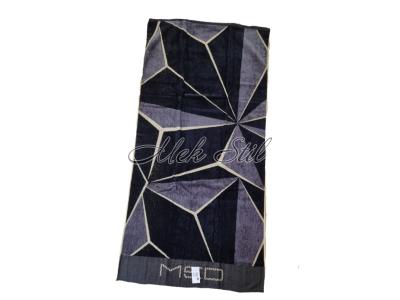 Хавлиени кърпи Outlet Преоценена луксозна плажна кърпа 70/140 в черно-сиво